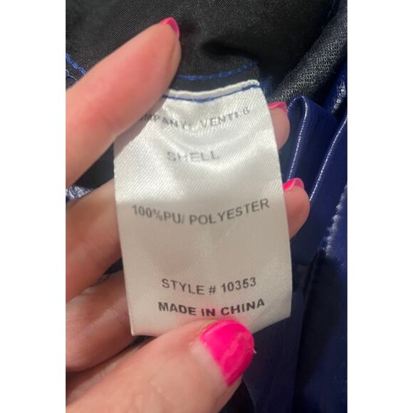 NWOT Venti6 Pants Womens Blue Faux Leather Tie Waist Paperbag Vegan Ankle Sz L - Picture 7 of 8